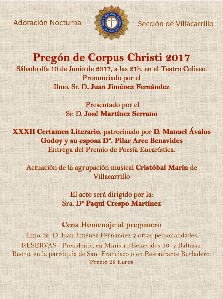 José González Torices de Valladolid, gana el Certamen Literario del Corpus Christi 2017