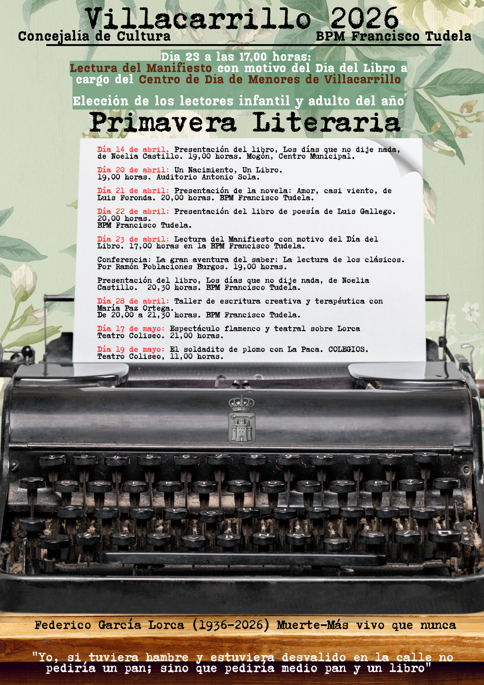 Una preciosa primavera de libros llega a Villacarrillo